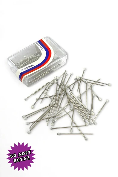 Loggia Toplu İğne Beyaz Renk 50 Adet 2.5cm - Eşarp Ve Şal İğnesi - Kadın Tesettür Aksesuar Çok Amaçlı ürün görseli