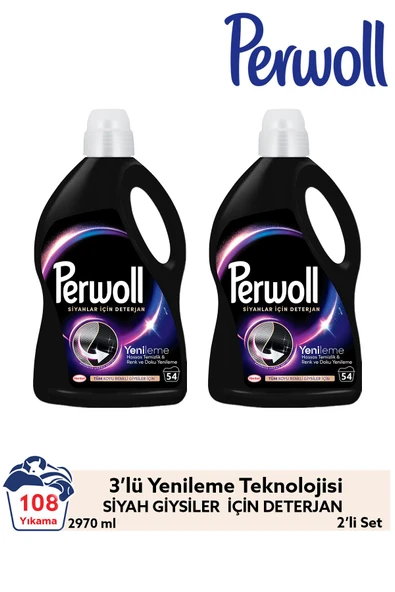 Perwoll Sıvı Deterjan Yenileme Siyah 2.97L 2'li Set (Toplam 5.94L) – Siyahlar İçin Güçlü Temizlik ürün görseli
