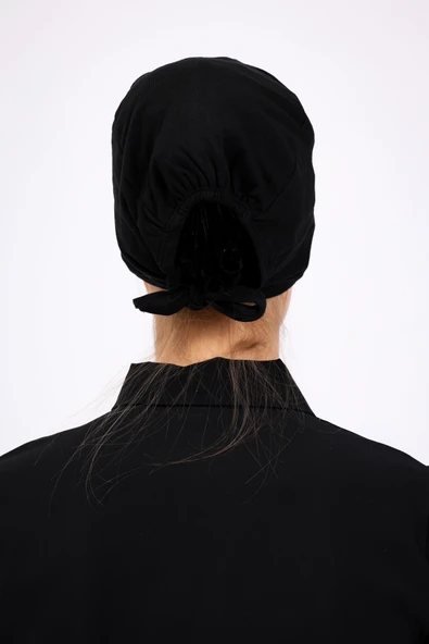 Loggia Düz Dikişsiz Penye Bone Siyah - Kadın Tesettür Bağlamalı İç Bone - Resim 7