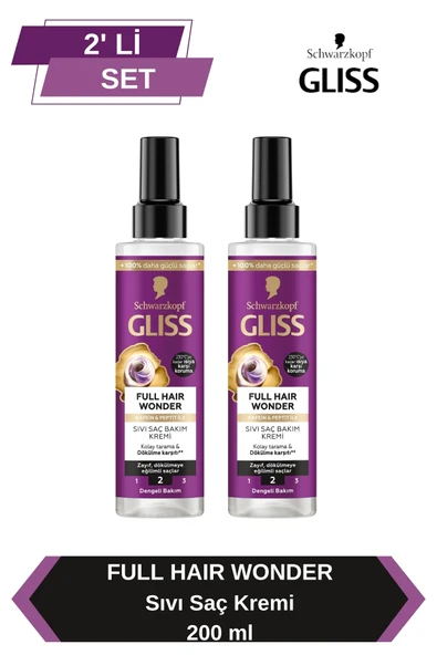 Gliss Full Hair Wonder Dökülme Karşıtı Sıvı Saç Kremi 200 mlx2 Adet ürün görseli