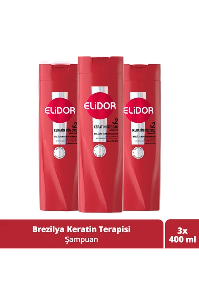 Elidor Saç Bakım Şampuanı Brezilya Keratin Terapisi 400 ml x3 ürün görseli 1