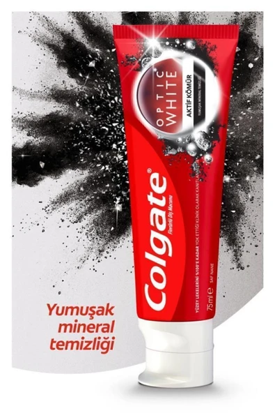 Colgate Optic White Aktif Kömür Yumuşak Mineral Temizliği Beyazlatıcı Diş Macunu 4 X 75 Ml - Resim 2