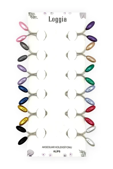 Loggia Eşarp Şal Klipsi 12 Adet Arpa Model Karışık Renk Klips - Kadın Tesettür Aksesuar İğne - Resim 2