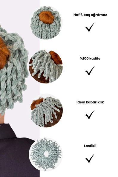 Loggia Su Yeşili Kadife Topuz Tokası Dolgun Lastikli Tesettür Kadın Aksesuar Toka - 3