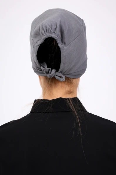 Loggia Düz Dikişsiz Penye Bone Gri - Kadın Tesettür Bağlamalı İç Bone - Resim 7