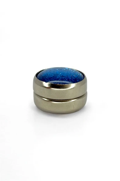 Loggia Eşarp Ve Şal Mıknatısı Simli Mavi - Başörtü Tutucu Kadın Tesettür Aksesuar Mıknatıs - Resim 3