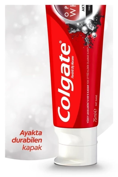 Colgate Optic White Aktif Kömür Yumuşak Mineral Temizliği Beyazlatıcı Diş Macunu 4 X 75 Ml - Resim 4