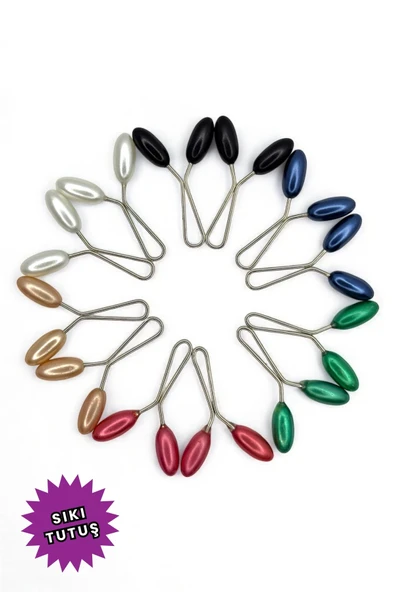 Loggia Eşarp Şal Klipsi 12 Adet Arpa Model Canlı Renkler Klips - Kadın Tesettür Aksesuar İğne ürün görseli