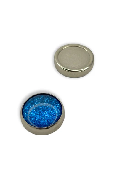 Loggia Eşarp Ve Şal Mıknatısı Simli Mavi - Başörtü Tutucu Kadın Tesettür Aksesuar Mıknatıs - Resim 4