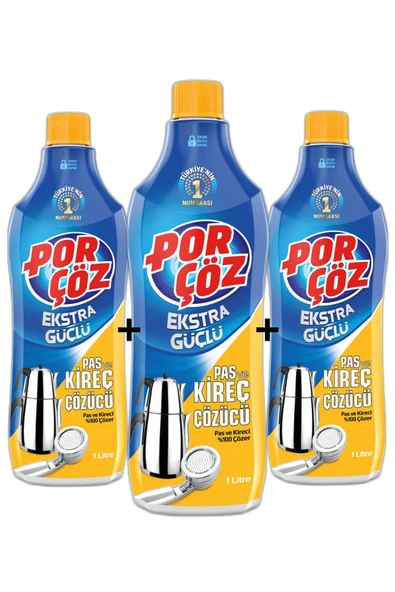 Porçöz Pas ve Kireç Çözücü 1lt x 3 Adet ürün görseli