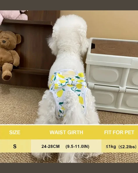 Yeniden Kullanılabilir Ayarlanabilir Köpek Bezi Pantolonu – Limon Yaprağı Desenli, Nefes Alabilen & Konforlu - 5