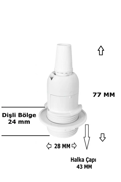 Şeffaf Kablo, E14 Beyaz Duylu, 2 Metre Arapuarlı (Aç Kapat Anahtar) (2X0,50) - Resim 2