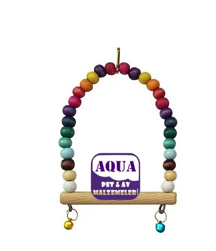 Muhabbet Kuşu Boncuklu Salıncak - Kuş Oyuncağı Zilli Boncuklu Salıncak 1 Adet - 2