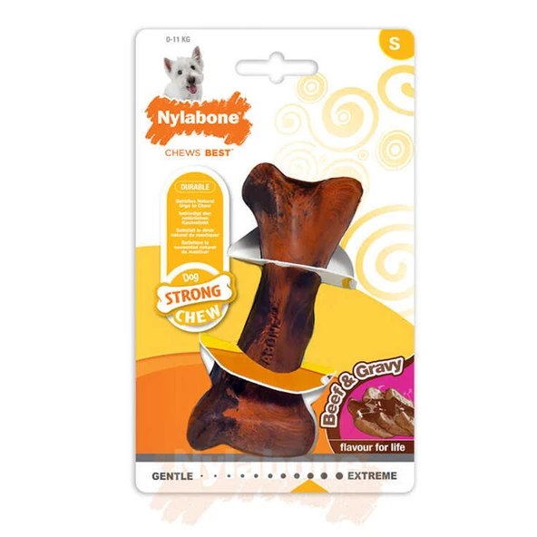 833147-Nylabone Biftek ve Gravy Sos Aromalı Köpek Çiğneme Kemiği S 12 Cm ürün görseli 1