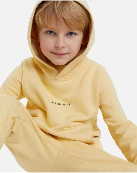 Açık Sarı  Kapüşonlu Çocuk Eşofman Takımı - 2