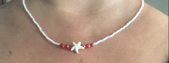 Lim10lubahçe Deniz Yıldızlı Kırmızı Kristal Boncuklu Kolye - 1