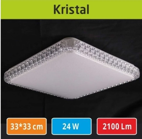 Sıva Üstü Led Panel 24W 33X33 cm çapında Model Kristal Led Avize Beyaz Işık
