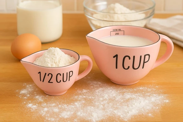 Dekorasyaa 2'li Pembe Seramik Ölçü Bardağı Seti 250/500 ml - 1