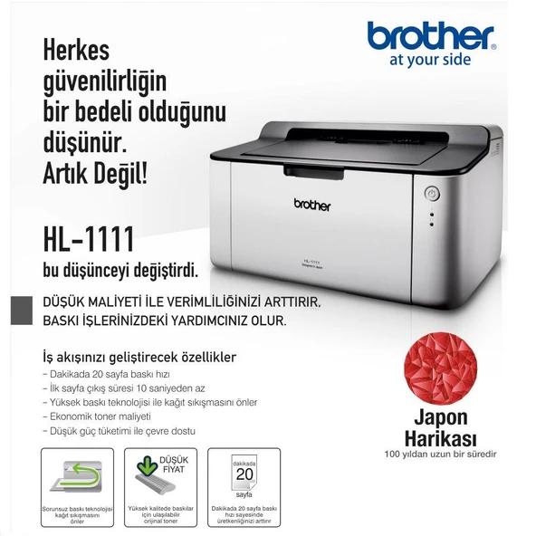 Brother HL-1111-3T Mono Laser Yazıcı (3xTam Dolu Toner) - 2