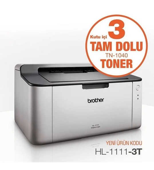 Brother HL-1111-3T Mono Laser Yazıcı (3xTam Dolu Toner) - 1