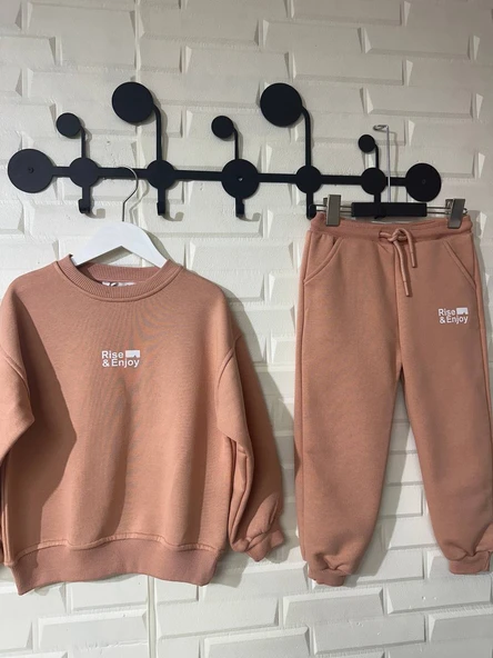 Rise & Enjoy 3 İplik Çocuk Eşofman Takımı – Somon ürün görseli