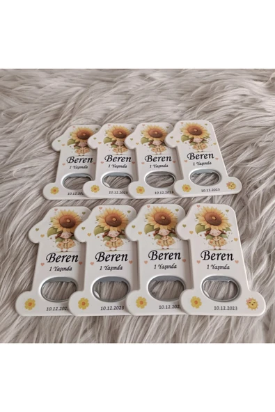 Doğrukan Hediyelik 25 adet ayçiçekli kız 1 rakam açacak magnet yenidoğan doğum günü mevlüt hediyelikleri - Resim 3