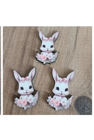 Doğrukan Hediyelik Çiçekli Tavşan Figürü Bebek Hediyelik Magnet Yapımında Kullanmaya Uygun Uv Baskı(25 ADET) ürün görseli