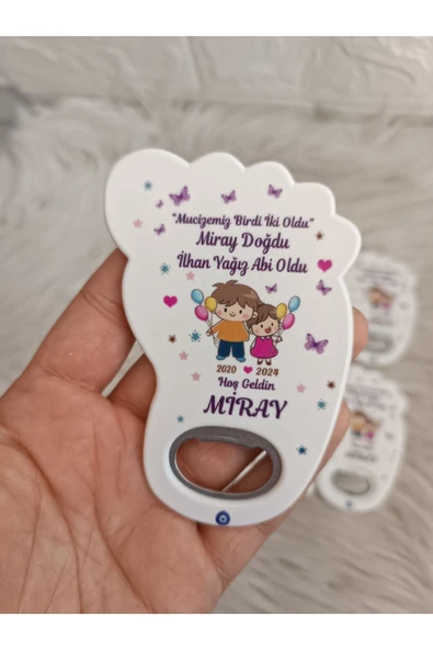 Doğrukan Hediyelik Abi kız kardeş ayak şeklinde açacak yenidoğan doğum günü mevlüt magnet hediyelik(25 adet) ürün görseli