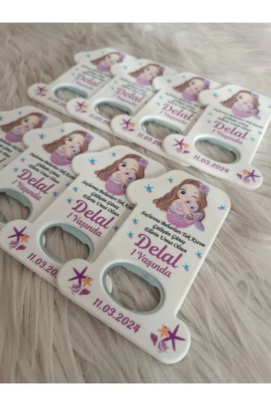 Doğrukan Hediyelik 25 adet deniz kızı konsept 1 rakam açacak yenidoğan doğum günü mevlüt magnet hediyelikleri - Resim 2