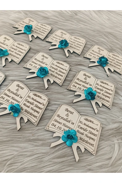 Doğrukan Hediyelik 20 adet sünnet yenidoğan doğum günü ahşap magnet hediyelik - Resim 2