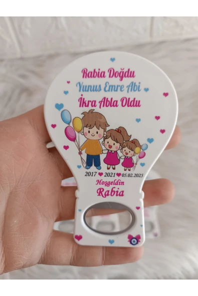 Doğrukan Hediyelik 25 adet 3 kardeşli balon açacak magnet yenidoğan doğum günü mevlüt hediyelikleri ürün görseli