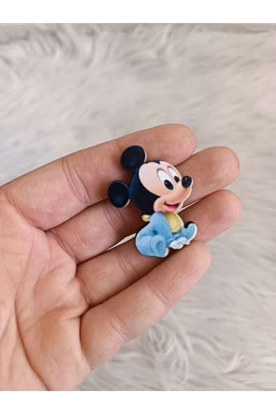 Doğrukan Hediyelik 25 adet oturan bebek Mickey mouse 4 cm UV baskılı ahşap figür süslemelere uygun ürün görseli