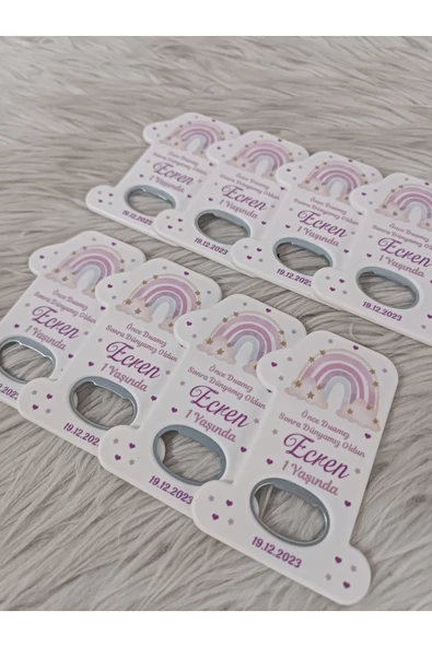 Doğrukan Hediyelik 50 adet mor lila gökkuşağı konsept 1 rakam açacak magnet yenidoğan doğum günü mevlüt hediyelikleri - Resim 2