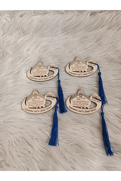 Doğrukan Hediyelik 20 adet vav püsküllü sünnet hatırası yenidoğan doğum günü ahşap magnetler - Resim 3