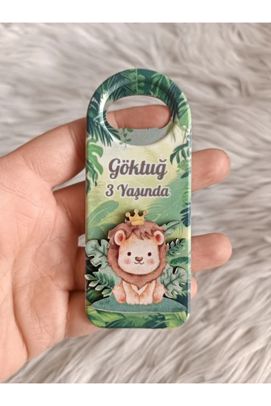Doğrukan Hediyelik 10 adet çimenli aslan figürlü uzun açacak magnet kabartmalı açacak yenidoğan doğum günü magnet ürün görseli