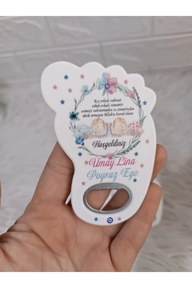 Doğrukan Hediyelik 25 adet ikiz bebekler için ayak açacak yenidoğan doğum günü mevlüt magnet hediyelik ürün görseli