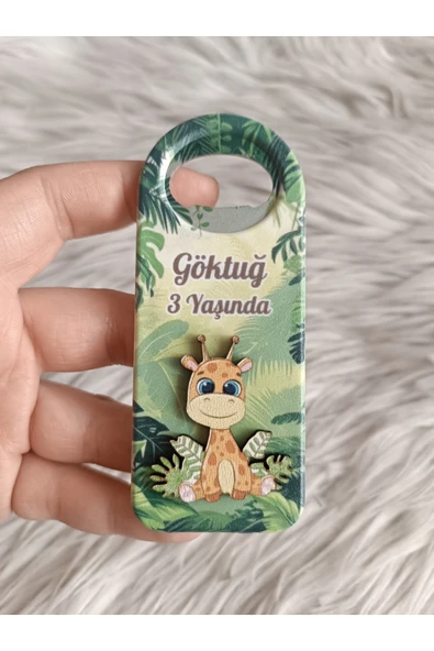 Doğrukan Hediyelik 10 adet çimenli zürafa figürlü uzun kabartmalı açacak magnet yenidoğan doğum günü hediyelikleri