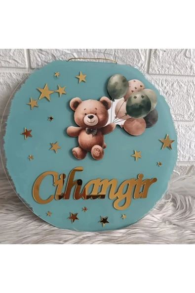 Doğrukan Hediyelik Yeşil balonlu ayıcıklı pleksi kapı süsü 20 li magnet set - 2