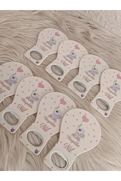 Doğrukan Hediyelik 25 adet pembe balonlu filli balon açacak magnet yenidoğan doğum günü hediyelikleri - Resim 2