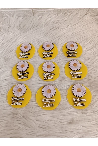Doğrukan Hediyelik Papatya Konsept Figürlü Pleksi Magnet Yenidoğan Doğum Günü Mevlüt Magnet Hediyelik(10 ADET) - Resim 3