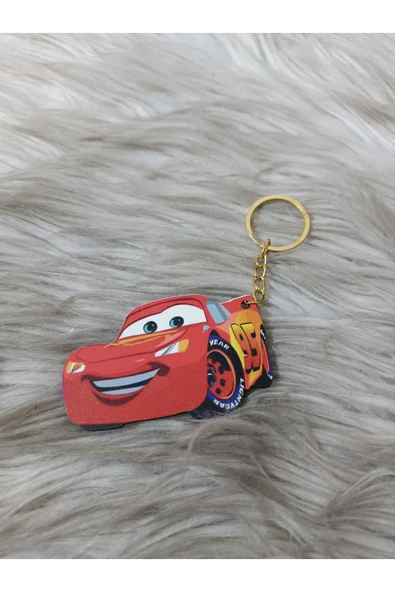 Doğrukan Hediyelik 10 adet şimşek McQueen anahtarlık yenidoğan doğum günü hediyelik ahşap üzeri uv baskılı ürün görseli