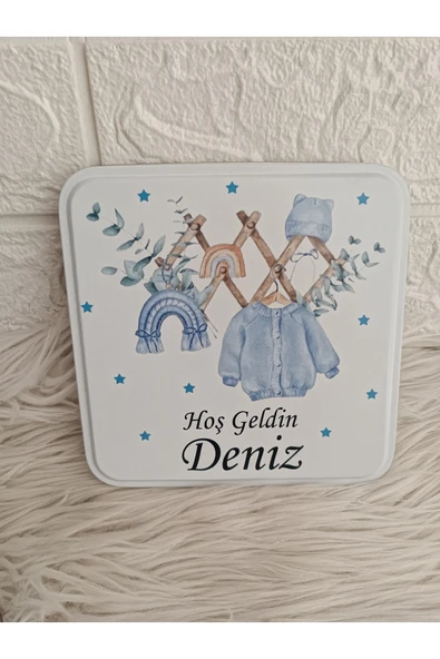 Doğrukan Hediyelik Kare metal kutuda 50 li çikolata yenidoğan doğum günü mevlüt hediyelikleri - Resim 2