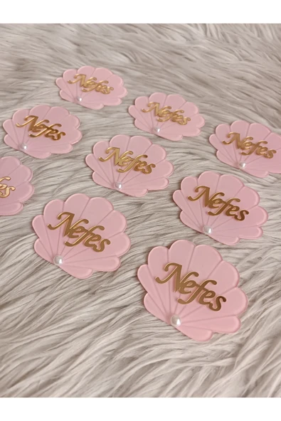 Doğrukan Hediyelik 10 adet istiridye pleksi isimli magnet yenidoğan doğum günü mevlüt hediyelikleri - 3