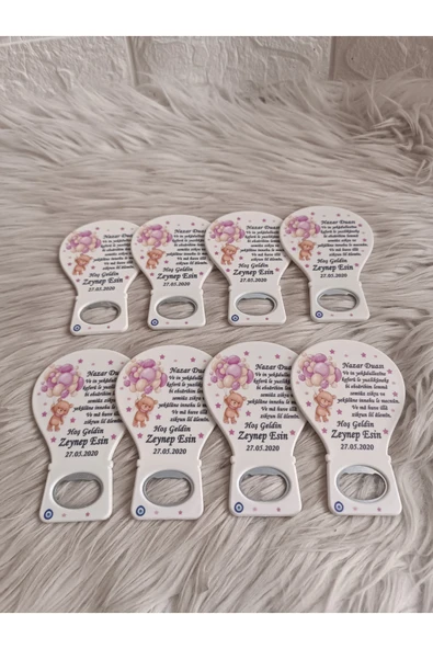 Doğrukan Hediyelik 50 adet pembe balonlu ayıcıklı balon açacak magnet yenidoğan doğum günü mevlüt hediyelikleri - Resim 3