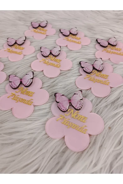 Doğrukan Hediyelik 10 adet papatya şeklinde pleksili kelebek figürlü yenidoğan doğum günü mevlüt magnet hediyelik - 2