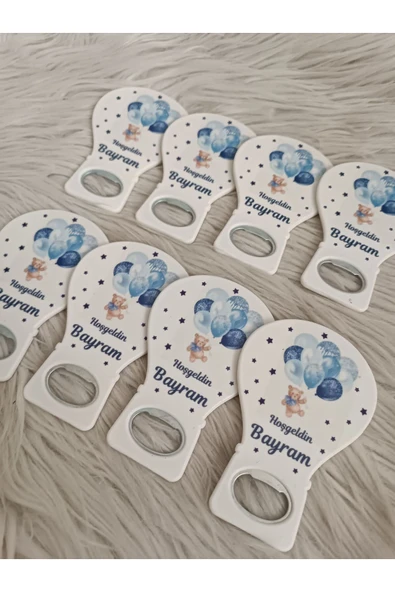 Doğrukan Hediyelik 25 adet lacivert balon tutan ayıcıklı yenidoğan doğum günü mevlüt balon açacak magnet - Resim 2