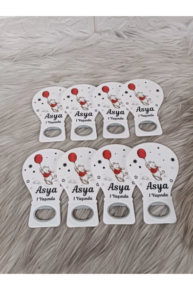 Doğrukan Hediyelik 25 adet Winnie The Pooh lu Yenidoğan Doğum Günü Balon Açacak Hediyelik Magnet - Resim 3