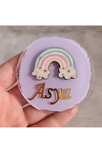 Doğrukan Hediyelik Pastel gökkuşağı konsept pleksi yenidoğan doğum günü mevlüt magnet hediyelik (10 adet) - Resim 3