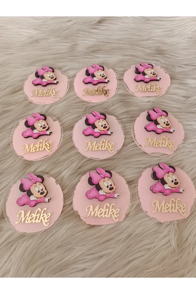 Doğrukan Hediyelik Yatan Minnie Mouse Figürlü Yenidoğan Doğum Günü Magnet Hediyelik(10 adet) - Resim 4