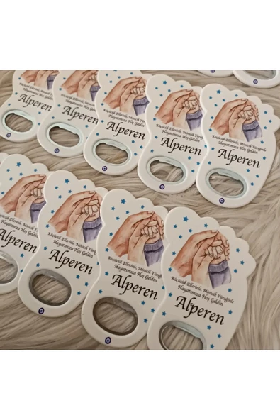 Doğrukan Hediyelik 25 Adet Anne Baba Bebek Eli Tasarım Ayak Şeklinde Açacak Yenidoğan Magnet - 2